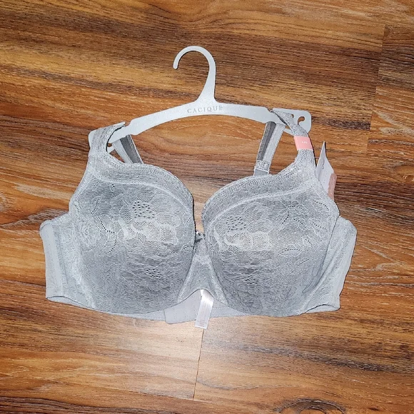 Cacique Silver Gray Lace Bra. 44D, NWT - Picture 1 of 2